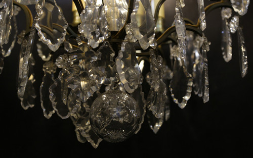 Chandelier with crystal and bronze tassels (ht: 70 cm)