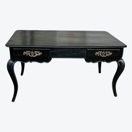 Louis XV Style Flat Desk Black Lacquered 19th Century