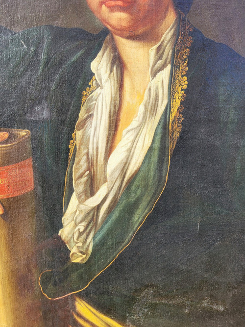 Portrait d'Un érudit, Huile Sur Toile Encadrée, XVIIIème Siècle