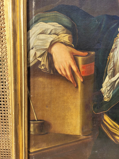Portrait d'Un érudit, Huile Sur Toile Encadrée, XVIIIème Siècle