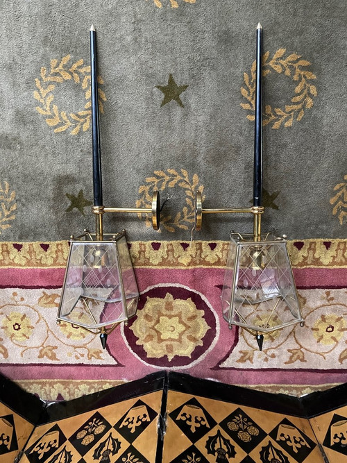 Paire De Torchères Flambeaux Appliques 1960