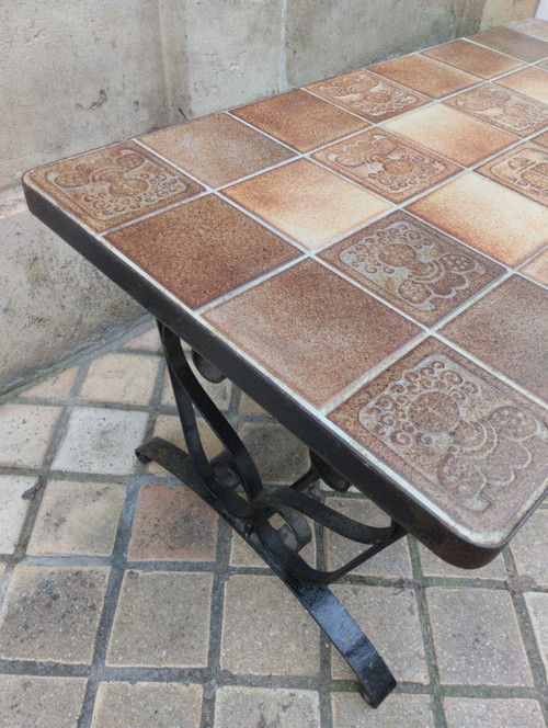 Tavolino rettangolare - Roger Capron - Ferro battuto - Vallauris - c. 1960