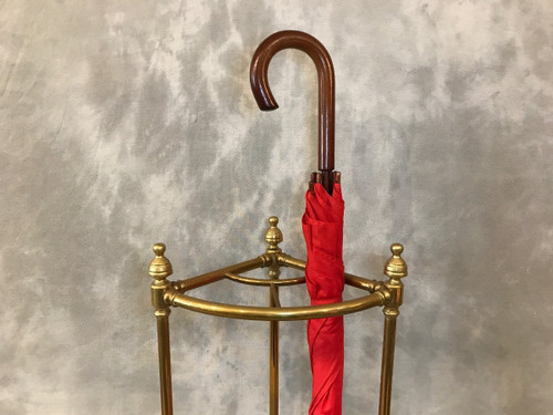 Porte parapluies ancien en laiton d'époque 19 ème en quart de rond