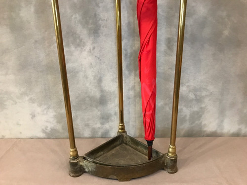 Porte parapluies ancien en laiton d'époque 19 ème en quart de rond