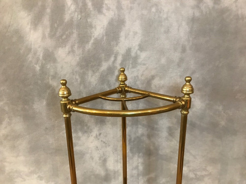 Porte parapluies ancien en laiton d'époque 19 ème en quart de rond