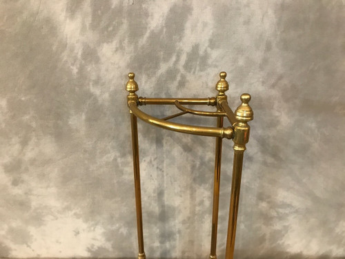 Porte parapluies ancien en laiton d'époque 19 ème en quart de rond