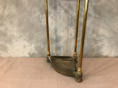 Porte parapluies ancien en laiton d'époque 19 ème en quart de rond