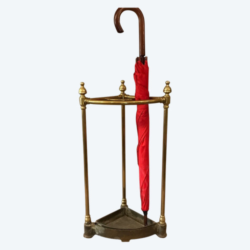 Porte parapluies ancien en laiton d'époque 19 ème en quart de rond