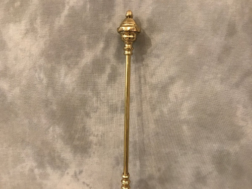 Beautiful large poker in polished and varnished brass from the 19th century