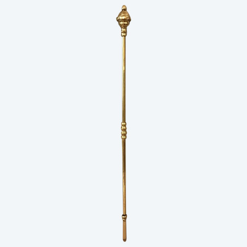 Beautiful large poker in polished and varnished brass from the 19th century