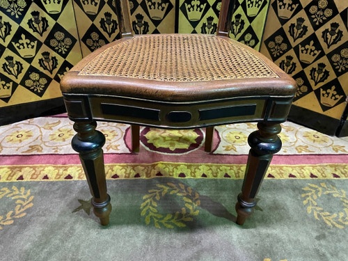 Suite mit 4 Rattanstühlen Napoleon III