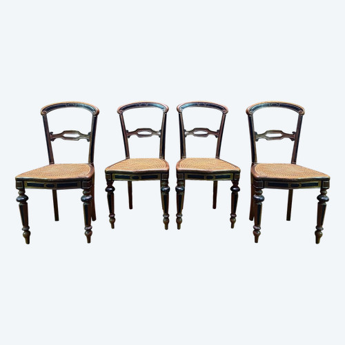 Suite De 4 Chaises Cannées Napoléon III