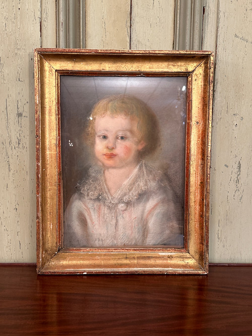 Scuola del XVIII secolo, Ritratto di bambino a pastello Firmato e datato 1789