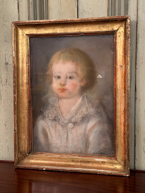 Scuola del XVIII secolo, Ritratto di bambino a pastello Firmato e datato 1789