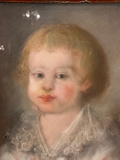 Scuola del XVIII secolo, Ritratto di bambino a pastello Firmato e datato 1789