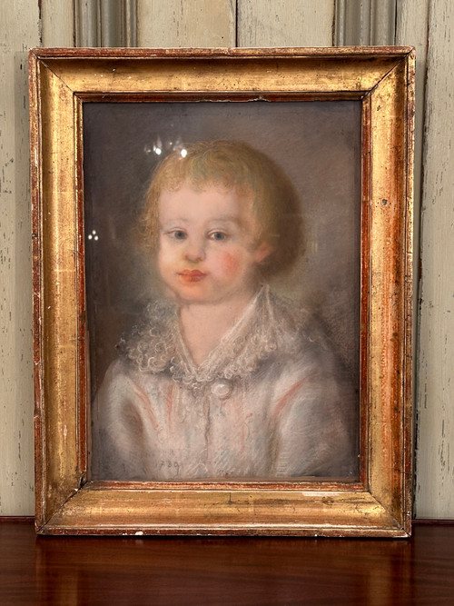 Scuola del XVIII secolo, Ritratto di bambino a pastello Firmato e datato 1789