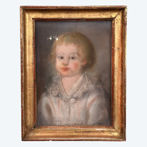 Scuola del XVIII secolo, Ritratto di bambino a pastello Firmato e datato 1789