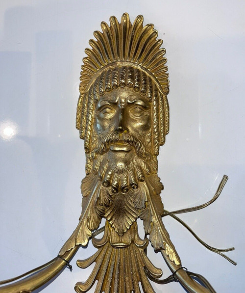RAVRIO Antoine André (attribué à ) Paire d'appliques en bronze doré à deux bras