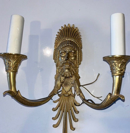 RAVRIO Antoine André (attribué à ) Paire d'appliques en bronze doré à deux bras