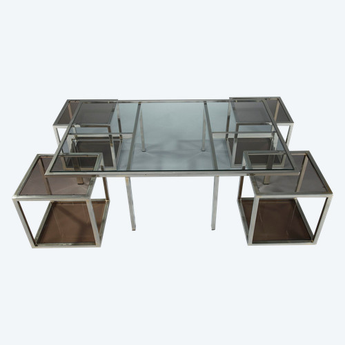Coffee table and 4 removable side tables