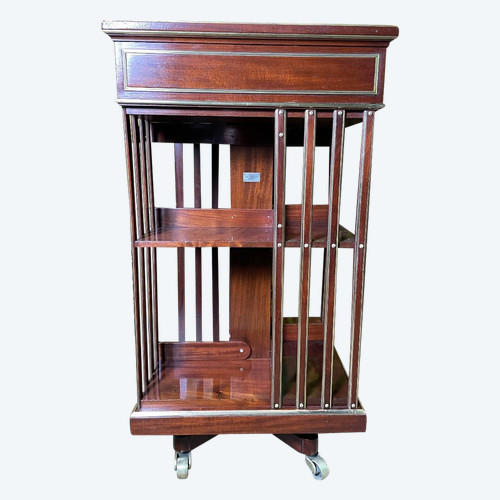 Mahogany Revolving Bookcase Signed Terquem Paris