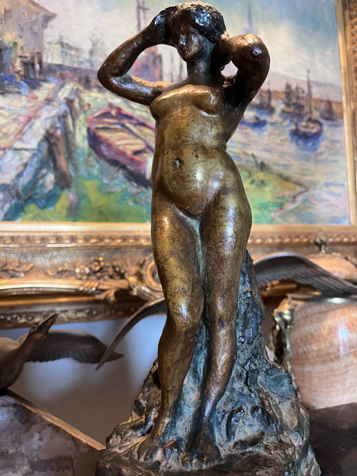 Georges LAETHIER (1875-1955) "Female nude" Bronze print with double patina Signed