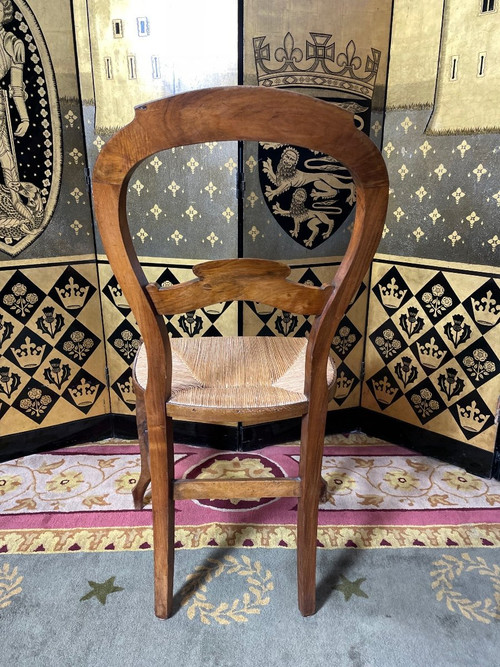 Suite di 8 sedie di paglia Luigi Filippo