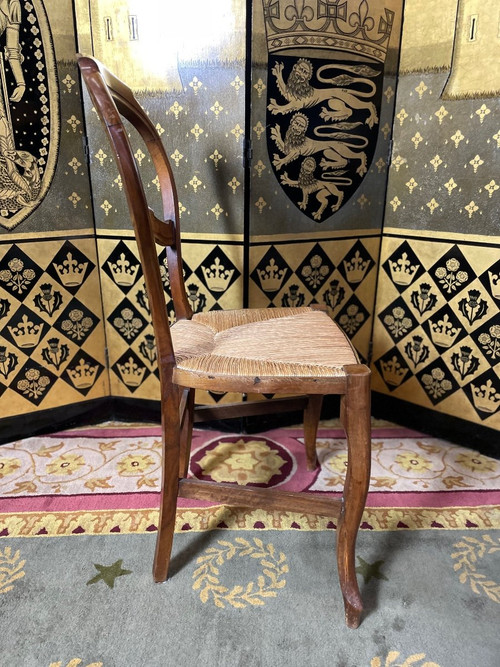 Suite di 8 sedie di paglia Luigi Filippo