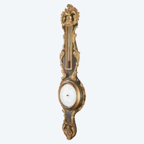 Louis XV period rocaille barometer-thermometer