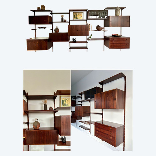 Hansen & Guldborg Møbler Wandbücherregal aus Palisander, Dänemark, 1960er Jahre