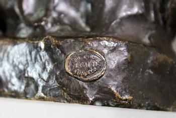 Bronzo con patina marrone, "Il bambino e il cieco", di B. Girardet - Inizio XX secolo