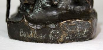 Bronzo con patina marrone, "Il bambino e il cieco", di B. Girardet - Inizio XX secolo