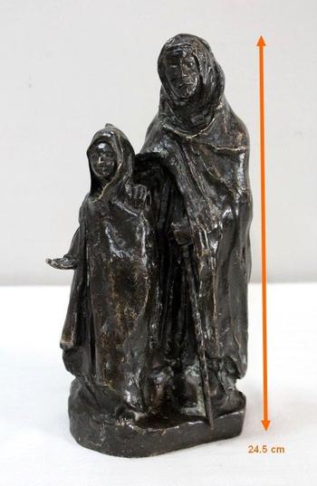 Bronzo con patina marrone, "Il bambino e il cieco", di B. Girardet - Inizio XX secolo
