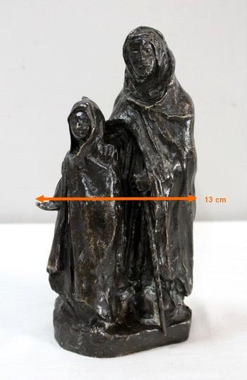 Bronzo con patina marrone, "Il bambino e il cieco", di B. Girardet - Inizio XX secolo