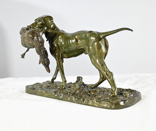 Bronze „Braque au Canard“, signiert P.J Mêne – Mitte 19. Jahrhundert