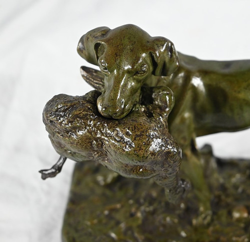 Bronze „Braque au Canard“, signiert P.J Mêne – Mitte 19. Jahrhundert