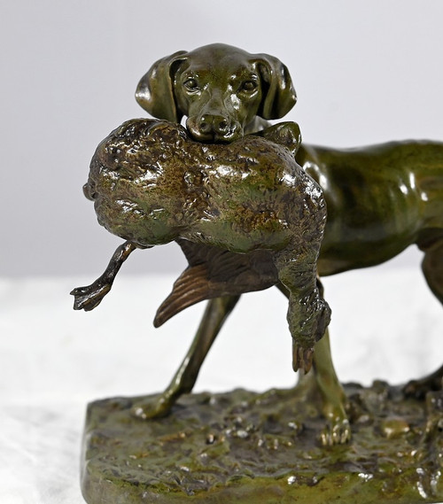 Bronze „Braque au Canard“, signiert P.J Mêne – Mitte 19. Jahrhundert
