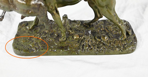 Bronze „Braque au Canard“, signiert P.J Mêne – Mitte 19. Jahrhundert