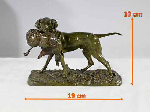 Bronze „Braque au Canard“, signiert P.J Mêne – Mitte 19. Jahrhundert