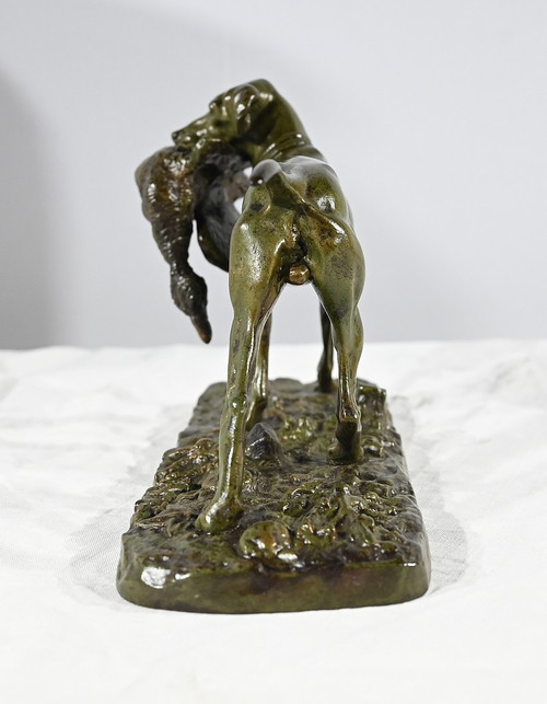 Bronze „Braque au Canard“, signiert P.J Mêne – Mitte 19. Jahrhundert
