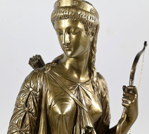“Diane la Cacciatrice” in bronzo, firmato Peiffer – 2a parte del XIX secolo