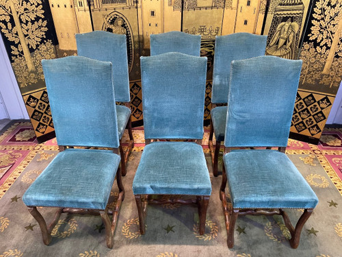 Suite De 6 Chaises De Style Louis XIII - Os De Mouton