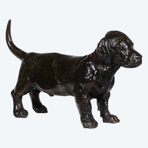 François Pompon. « Chien basset TOC », bronze, tirage de 2006.