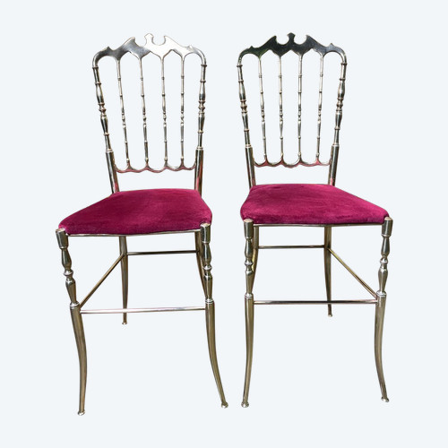 Paire De Chaises italiennes Chiavari En Laiton 1940/1950