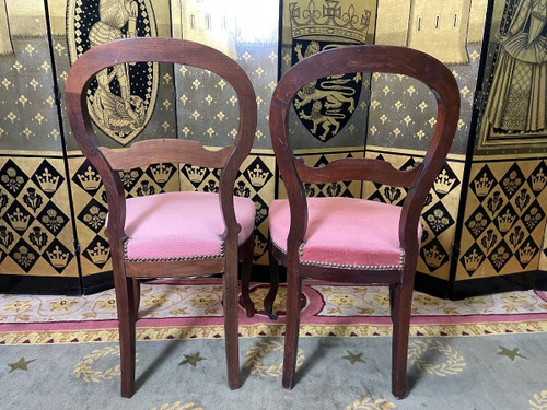 Suite di 6 sedie Luigi Filippo in noce