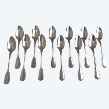 12 solid silver mocha spoons "net" goldsmith Richard & Cie