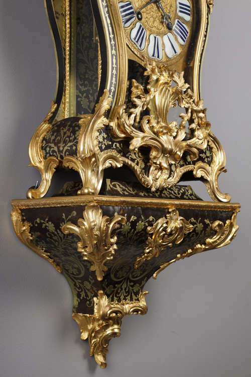 Cartel and its console in Boulle marquetry and gilt bronze,  Louis XV Period