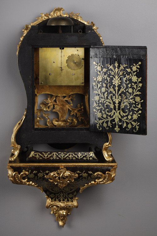 Cartel and its console in Boulle marquetry and gilt bronze,  Louis XV Period