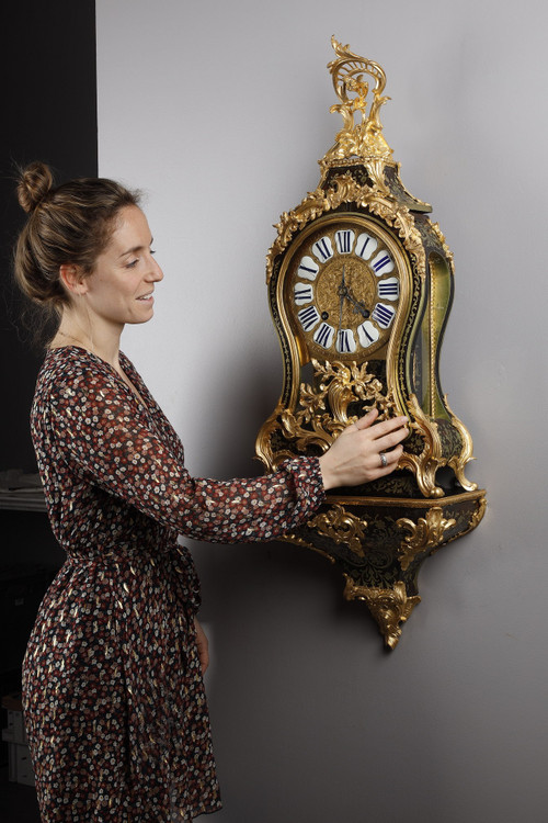 Cartel and its console in Boulle marquetry and gilt bronze,  Louis XV Period