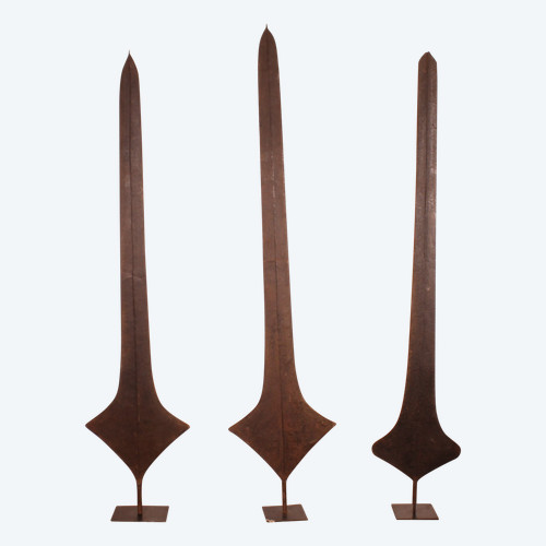 Three African Topoke Sword Currency On Custom Stands